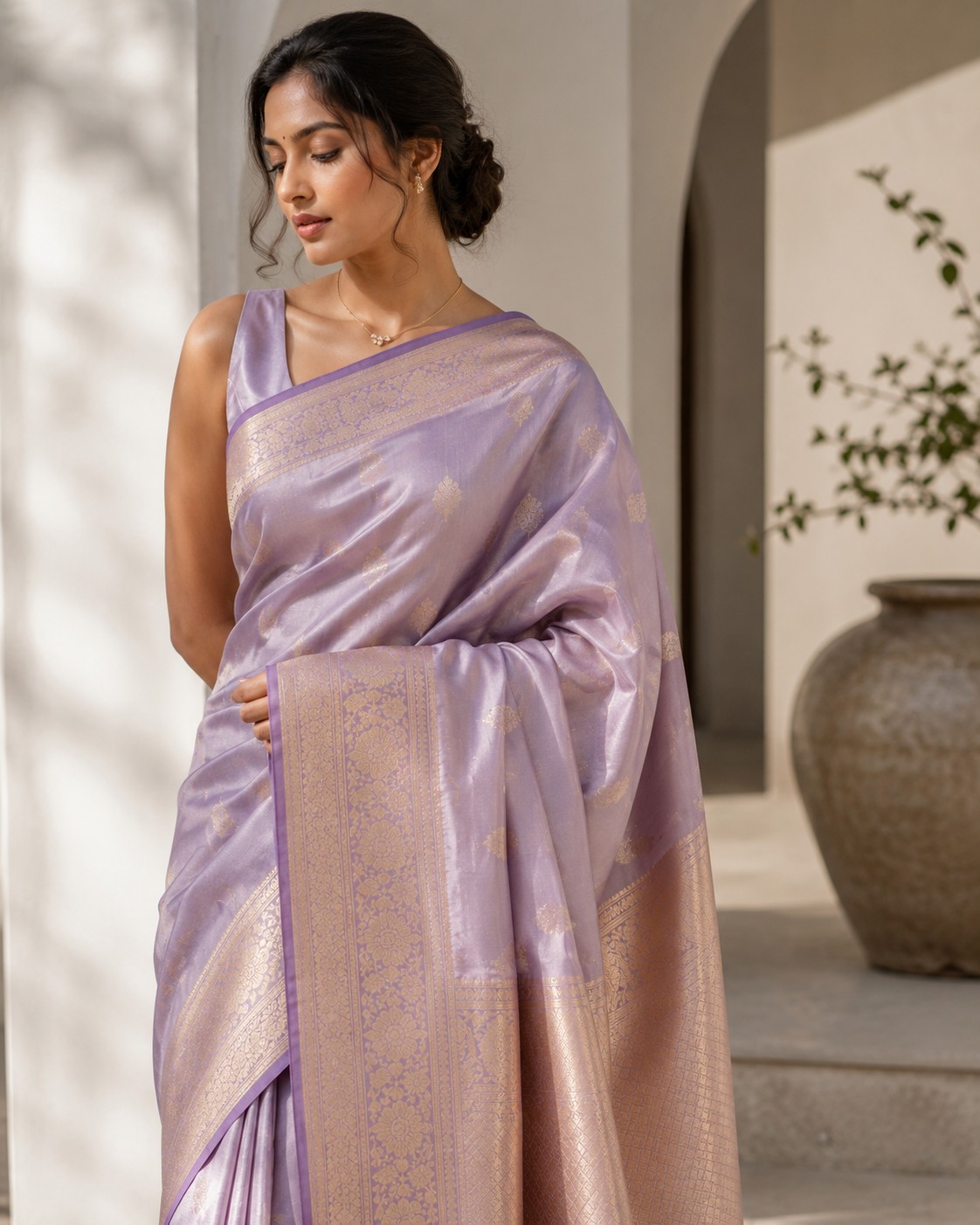 Lavender Kanchipuram silk saree